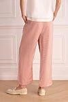 Pink viscose trousers for women Peserico - four pockets. 100% viscose. elastic belt. Country of manufacture: Italy. Care: specialized cleaning - photo 4