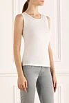 Peserico Women's white cotton and elastane top - 90% cotton, 10% elastane. Country of manufacture: Italy. Care: specialized cleaning - photo 3