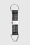 Brioni Black crocodile leather keychain for men - Textured leather, brand logo. 100% crocodile skin, metal. Size: 8x3 cm. Country of manufacture: Italy. Care: specialized cleaning - photo 1