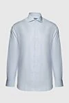 Alessandro Gherardi Blue cotton shirt for men - small check pattern. 100% cotton. Closure: buttons. Country of manufacture: Italy. Care: specialized cleaning - photo 1