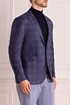 Corneliani Пиджак из шерсти фиолетовый мужской - шлица, узор клетка. 100% шерсть. две пуговицы. три внутренних, два боковых, нагрудный карман. 100% купро. Страна производитель: Италия. Уход: специализированная чистка - фото 3