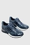 Cesare di Napoli Blue Alligator Sneakers for men - textured leather, contrast sole. 100% alligator skin. lacing. Country of manufacture: Italy. Care: specialized cleaning - photo 3