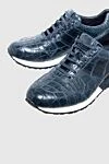 Cesare di Napoli Blue Alligator Sneakers for men - textured leather, contrast sole. 100% alligator skin. lacing. Country of manufacture: Italy. Care: specialized cleaning - photo 5