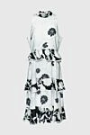 Fleur de Paris White polyester dress for women - buttons, belt. ruffle, contrasting floral pattern. 100% polyester. Country of manufacture: Italy. Care: specialized cleaning - photo 1