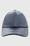 Cesare di Napoli Cap made of crocodile leather and genuine leather, blue for men - Textured leather. 30% crocodile leather, 70% genuine leather. Country of manufacture: Italy. Care: specialized cleaning - photo 1