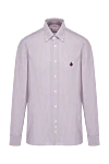 Borrelli Men's beige cotton shirt - stripe pattern. 100% cotton. Closure: buttons. Country of manufacture: Italy. Care: specialized cleaning - photo 1