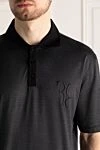 Billionaire Silk and cotton polo gray for men - Brand logo embroidery. 53% silk, 47% cotton. Buttons. Country of origin: Italy. Care: specialized cleaning - photo 5