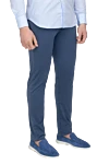 Marco Pescarolo Men's blue cotton and elastane trousers - 97% cotton, 3% elastane. Closure: button, zipper. two side pockets, two back pockets. Country of origin: Italy. Care: specialized cleaning - photo 3