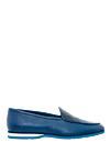 Zilli Blue leather loafers for men - Decor: alligator leather inserts, contrast sole. Additionally: heel height 2 cm,. Composition: 50% leather, 50% alligator. Country of manufacture: Italy. Care: specialized cleaning - photo 1