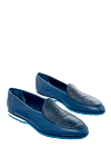 Zilli Blue leather loafers for men - Decor: alligator leather inserts, contrast sole. Additionally: heel height 2 cm,. Composition: 50% leather, 50% alligator. Country of manufacture: Italy. Care: specialized cleaning - photo 3