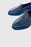 Zilli Blue leather loafers for men - Decor: alligator leather inserts, contrast sole. Additionally: heel height 2 cm,. Composition: 50% leather, 50% alligator. Country of manufacture: Italy. Care: specialized cleaning - photo 5