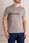 Bilancioni Gray cotton T-shirt for men - logo print. 100% cotton. Country of manufacture: Italy. Care: specialized cleaning - photo 3