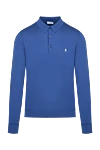 Bilancioni Long-sleeve polo in silk and cotton blue for men - Logo embroidery. Long sleeve. 55% silk, 45% cotton. Buttons. Country of manufacture: Italy. Care: specialized cleaning - photo 1