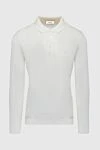 Bilancioni Long sleeve polo in silk and cotton white for men - Long sleeve. 55% silk, 45% cotton. Buttons. Country of origin: Italy. Care: specialized cleaning - photo 1