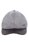 Hettabretz Cap made of cashmere and genuine leather gray for men - Logo embroidery, leather inserts. 95% cashmere, 5% genuine leather. Country of manufacture: Italy. Care: specialized cleaning - photo 1