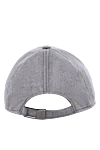 Cap made of cashmere and genuine leather gray for men Hettabretz - Logo embroidery, leather inserts. 95% cashmere, 5% genuine leather. Country of manufacture: Italy. Care: specialized cleaning - photo 4