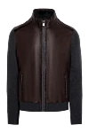 Torras Men's cardigan made of genuine leather and cashmere, brown - Contrasting inserts. 50% genuine leather, 50% cashmere. Closure: Zipper. Two side pockets. Country of manufacture: Italy. Care: specialized cleaning - photo 1