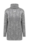 Casheart Gray wool and cashmere jumper for women - textured knitwear, silver spraying, high neck. 70% wool, 30% cashmere. Country of manufacture: Italy. Care: specialized cleaning - photo 1