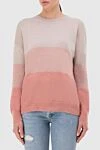 Peserico Pink wool and polyamide jumper for women - contrasting stripes. 70% wool, 30% polyamide. Country of manufacture: Italy. Care: specialized cleaning - photo 3