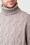 Cesare di Napoli Golf men's wool and cashmere beige - Textured pattern, coarse knit. High neck. 70% wool, 30% cashmere. Country of manufacture: Italy. Care: specialized cleaning - photo 5