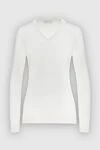 Cashmere & Silk Milano White jumper for women - V-neck. 60% wool, 30% silk, 10% cashmere. Country of manufacture: Italy. Care: specialized cleaning - photo 1