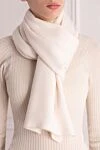 White cashmere scarf for women Cashmere & Silk Milano - 100% cashmere. Country of manufacture: Italy. Care: specialized cleaning - photo 2