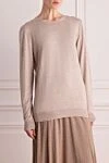 Cashmere & Silk Milano Джемпер из шерсти бежевый женский - 100% шерсть. Страна производитель: Италия. Уход: специализированная чистка - фото 3