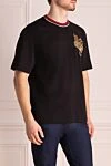 Dolce & Gabbana Black cotton T-shirt for men - figure crown. 100% cotton. Country of manufacture: Italy. Care: specialized cleaning - photo 3