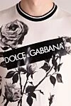 Dolce & Gabbana White cotton T-shirt for men - flower print, logo print. 100% cotton. Country of manufacture: Italy. Care: specialized cleaning - photo 5