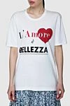 Dolce & Gabbana White cotton T-shirt for women - inscriptions, romantic drawing. 100% cotton. Country of manufacture: Italy. Care: specialized cleaning - photo 3