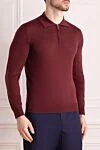 Cesare di Napoli Wool long sleeve polo burgundy for men - Long sleeve. 100% wool. Closure: Zipper. Country of manufacture: Italy. Care: specialized cleaning - photo 3