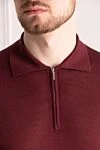 Cesare di Napoli Wool long sleeve polo burgundy for men - Long sleeve. 100% wool. Closure: Zipper. Country of manufacture: Italy. Care: specialized cleaning - photo 5