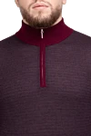 Cesare di Napoli Cashmere and silk troyer burgundy for men - Contrasting sleeves and collar. 70% cashmere, 30% silk. Closure: Zipper. Country of origin: Italy. Care: specialized cleaning - photo 5