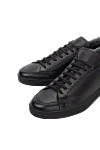 Doucal`s Black leather sneakers for men - fur lining. 100% genuine leather. lacing. height 2cm. Country of origin: Italy. Care: specialized cleaning - photo 5