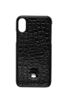 Tardini Alligator Skin Phone Case Black for men - Textured leather, metallic logo. 100% alligator skin. Country of manufacture: Italy. Care: specialized cleaning - photo 1