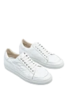 Cesare di Napoli White crocodile leather sneakers for men - textured leather, contrast sole. 100% crocodile skin. lacing. Country of manufacture: Italy. Care: specialized cleaning - photo 3