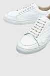 Cesare di Napoli White crocodile leather sneakers for men - textured leather, contrast sole. 100% crocodile skin. lacing. Country of manufacture: Italy. Care: specialized cleaning - photo 5