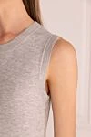 Biancalancia Women's gray viscose and nylon top - round neckline. 43% viscose, 57% nylon. Country of manufacture: Italy. Care: specialized cleaning - photo 5