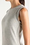 Women's gray viscose and nylon top Biancalancia - round neckline. 43% viscose, 57% nylon. Country of manufacture: Italy. Care: specialized cleaning - photo 6