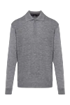 Cesare di Napoli Long sleeve polo in wool, silk and cashmere gray for men - Long sleeve. 60% wool, 30% silk, 10% cashmere. Closure: Zipper. Country of manufacture: Italy. Care: specialized cleaning - photo 1