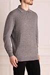 Cesare di Napoli Long sleeve polo in wool, silk and cashmere gray for men - Long sleeve. 60% wool, 30% silk, 10% cashmere. Closure: Zipper. Country of manufacture: Italy. Care: specialized cleaning - photo 3