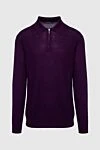 Cesare di Napoli Wool, Silk and Cashmere Long Sleeve Polo Violet for men - Diamond pattern. Long sleeve. 60% wool, 30% silk, 10% cashmere. Closure: Zipper. Country of manufacture: Italy. Care: specialized cleaning - photo 1