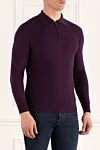 Cesare di Napoli Wool, Silk and Cashmere Long Sleeve Polo Violet for men - Diamond pattern. Long sleeve. 60% wool, 30% silk, 10% cashmere. Closure: Zipper. Country of manufacture: Italy. Care: specialized cleaning - photo 3