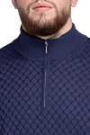 Cesare di Napoli Wool, cashmere and silk troyer blue for men - Embossed pattern. 60% wool 30% silk, 10% cashmere. Closure: Zipper. Country of origin: Italy. Care: specialized cleaning - photo 5