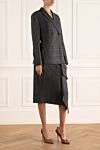 Brunello Cucinelli Gray women's suit with wool skirt - flounce on the skirt, checkered pattern. 100% wool. Closure: buttons. two side pockets. Country of origin: Italy. Care: specialized cleaning - photo 3