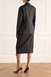 Gray women's suit with wool skirt Brunello Cucinelli - flounce on the skirt, checkered pattern. 100% wool. Closure: buttons. two side pockets. Country of origin: Italy. Care: specialized cleaning - photo 4