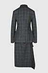 Brunello Cucinelli Gray women's suit with wool skirt - flounce on the skirt, checkered pattern. 100% wool. Closure: buttons. two side pockets. Country of origin: Italy. Care: specialized cleaning - photo 7