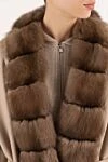 Fabio Gavazzi Sheepskin coat made of natural fur beige for women - fur collar, belt. 100% natural fur, leather. Closure: zipper. two side pockets. Country of origin: Italy. Care: specialized cleaning - photo 5