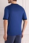 Cotton T-shirt blue for men Cesare di Napoli - contrasting cuffs. 100% cotton. Country of manufacture: Italy. Care: specialized cleaning - photo 4