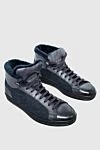 Doucal`s Leather and wool sneakers blue for men - contrasting sole, contrasting fabric inserts. fur lining. 50% genuine leather, 50% wool. lacing. height 2cm. Country of manufacture: Italy. Care: specialized cleaning - photo 3